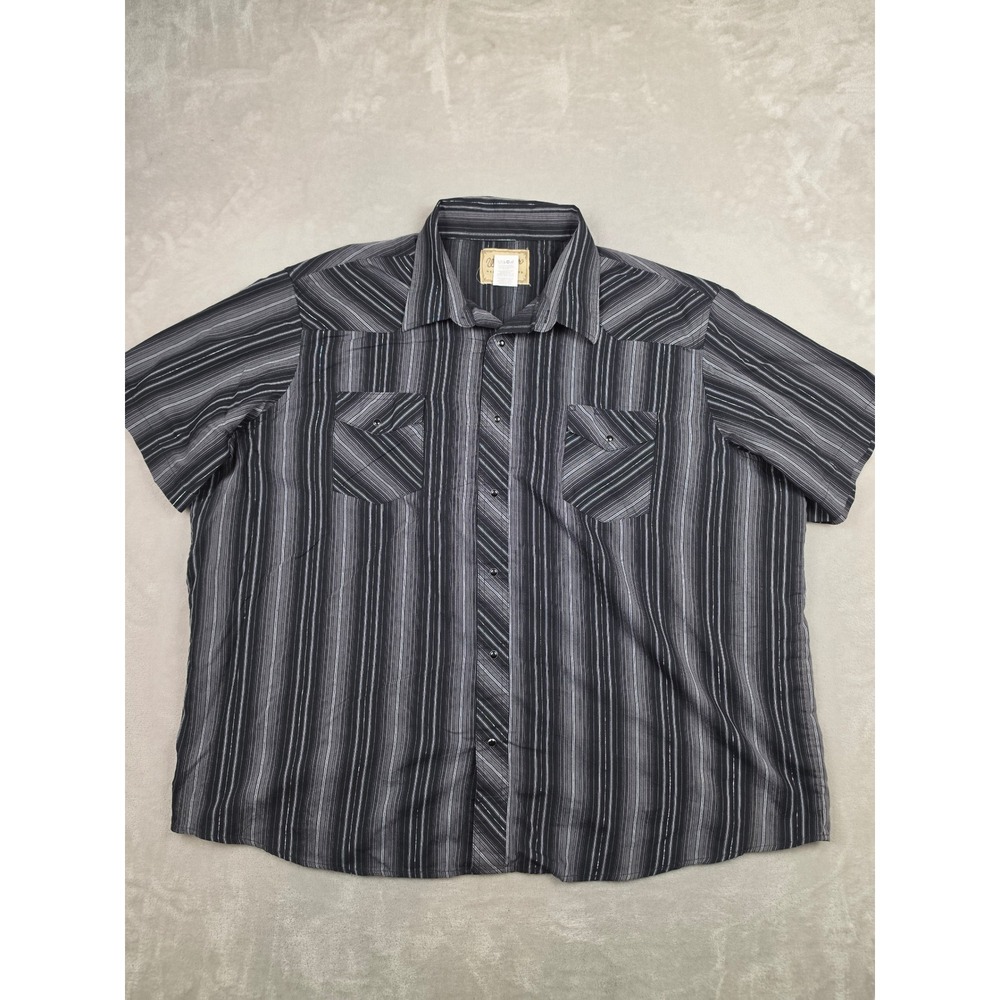 Wrangler Western Shirt Mens 3XL Black Striped Pearl Snap Short Sleeve WM213BK